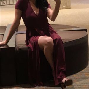 Maroon long dress with slit